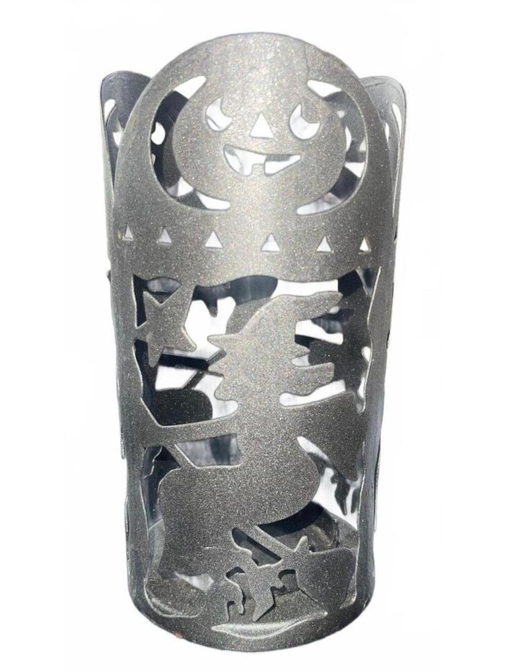 Classic Collection Halloween Witch and Pumpkin Metal Candle Holder 1999